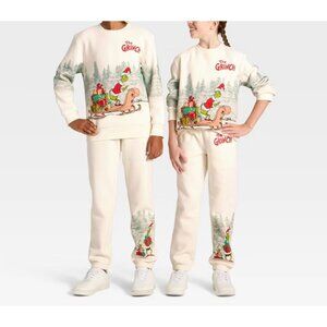 Target Kids' Dr. Seuss The Grinch Fleece Graphic Sweatshirt & Pants Cream Med